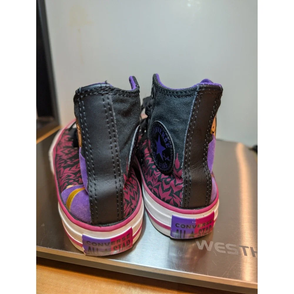 Kids‎ Converse All Star High Top Sneakers Frozen Anna Purple Black Size 11 D1